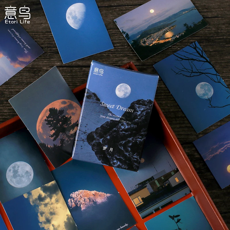 

30Pcs Boxed Stickers Blue dream moon night ins style hand account decoration collage note material stickers Scrapbooking 4CM