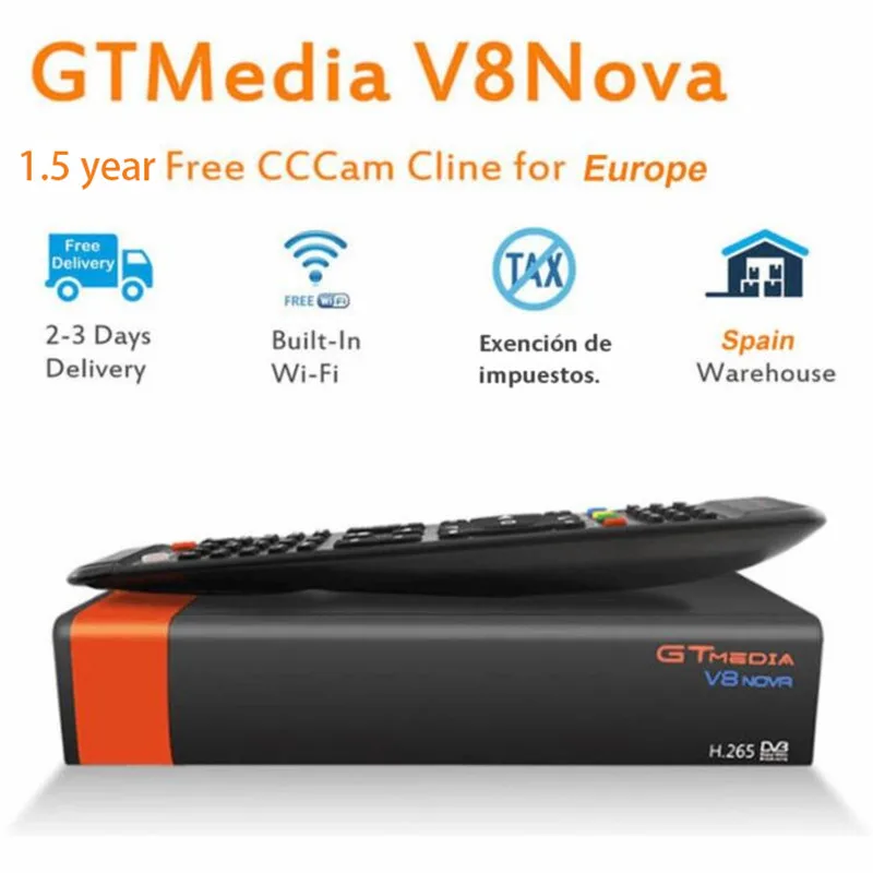 GT медиа V8 Nova DVB-S2 Freesat спутниковый ресивер декодер и 1,5 год Европа Испания ТВ сервер cccam H.265 HD