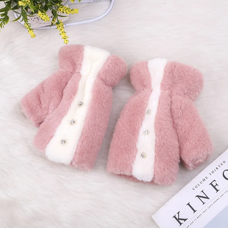 Женские зимние теплые вязаные плюшевые Утепленные перчатки в белую полоску с