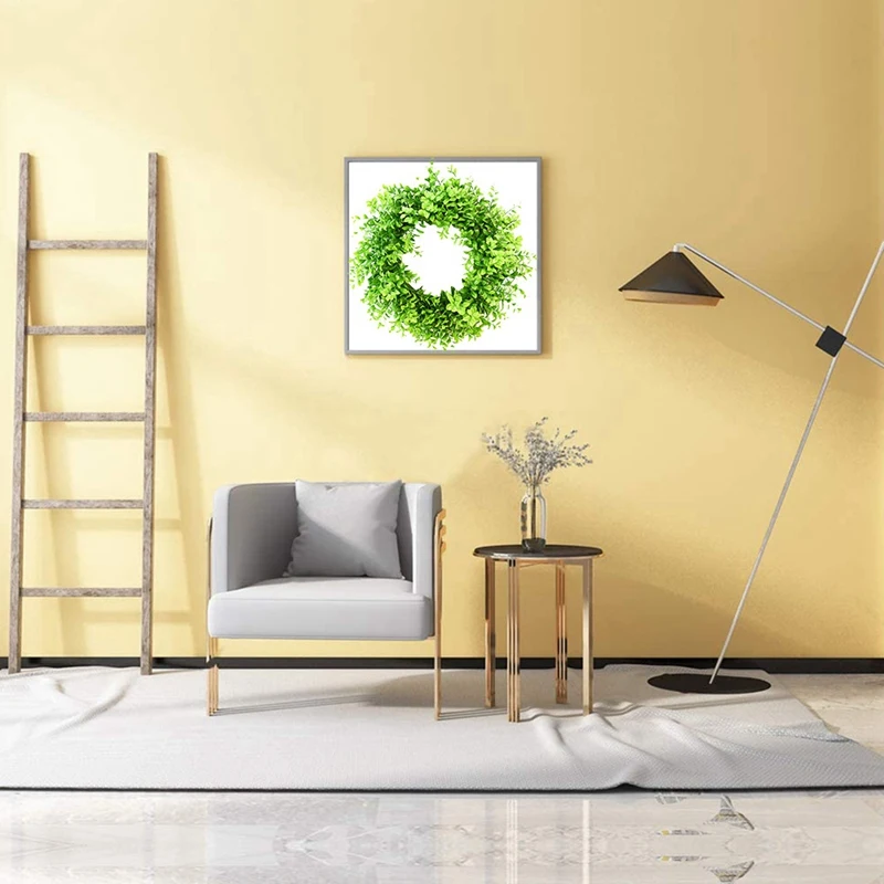 Искусственный венок из самшита с зелеными листьями для дома и улицы зеленый