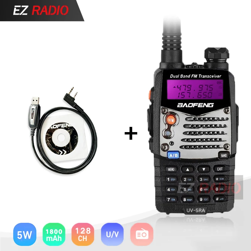 B-Cable CD Портативная рация Baofeng UV-5RA портативная CB радио UV5RA 136-174 МГц и 400-520 МГц baofeng UV-5R обновление UV 5RA радиостанции UV5R - Цвет: B-Cable CD