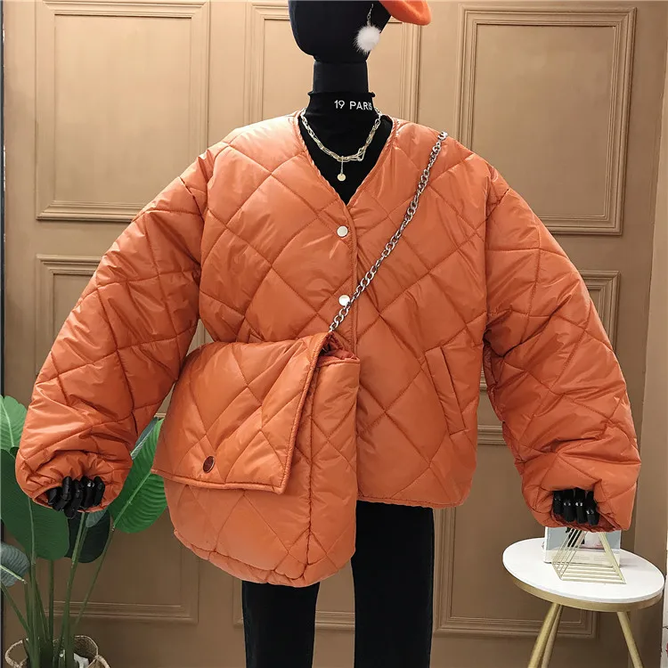 2019 новая хлопковая одежда ромбовидная хлеб сосновая зимняя женская куртка |