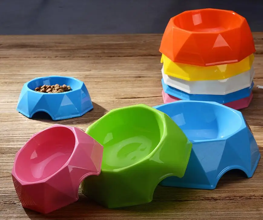 

TECHOME New Diamond Shaped Pet Bowl S/M/L Good Grade Plastic Pet Feeder Cat Dog Bowl Single Bowl Food Bowl Non-slip Water Feeder