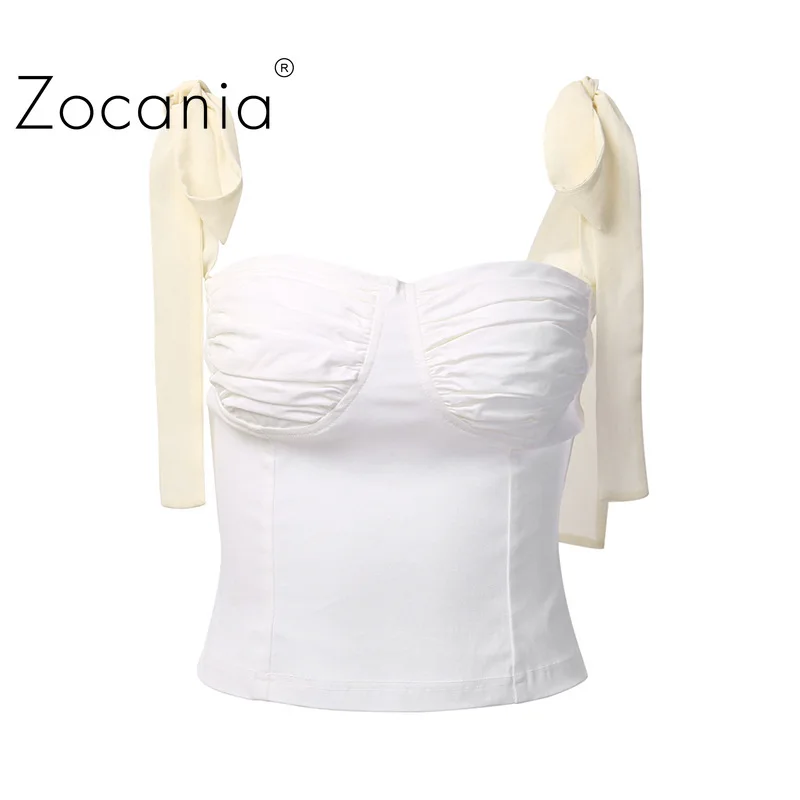 

Bow Strap Tops Women Sexy Solid Girl's Tube Top Strapless Dew Shoulder Corset Female Cute Fashion Women's Summer Top 2021