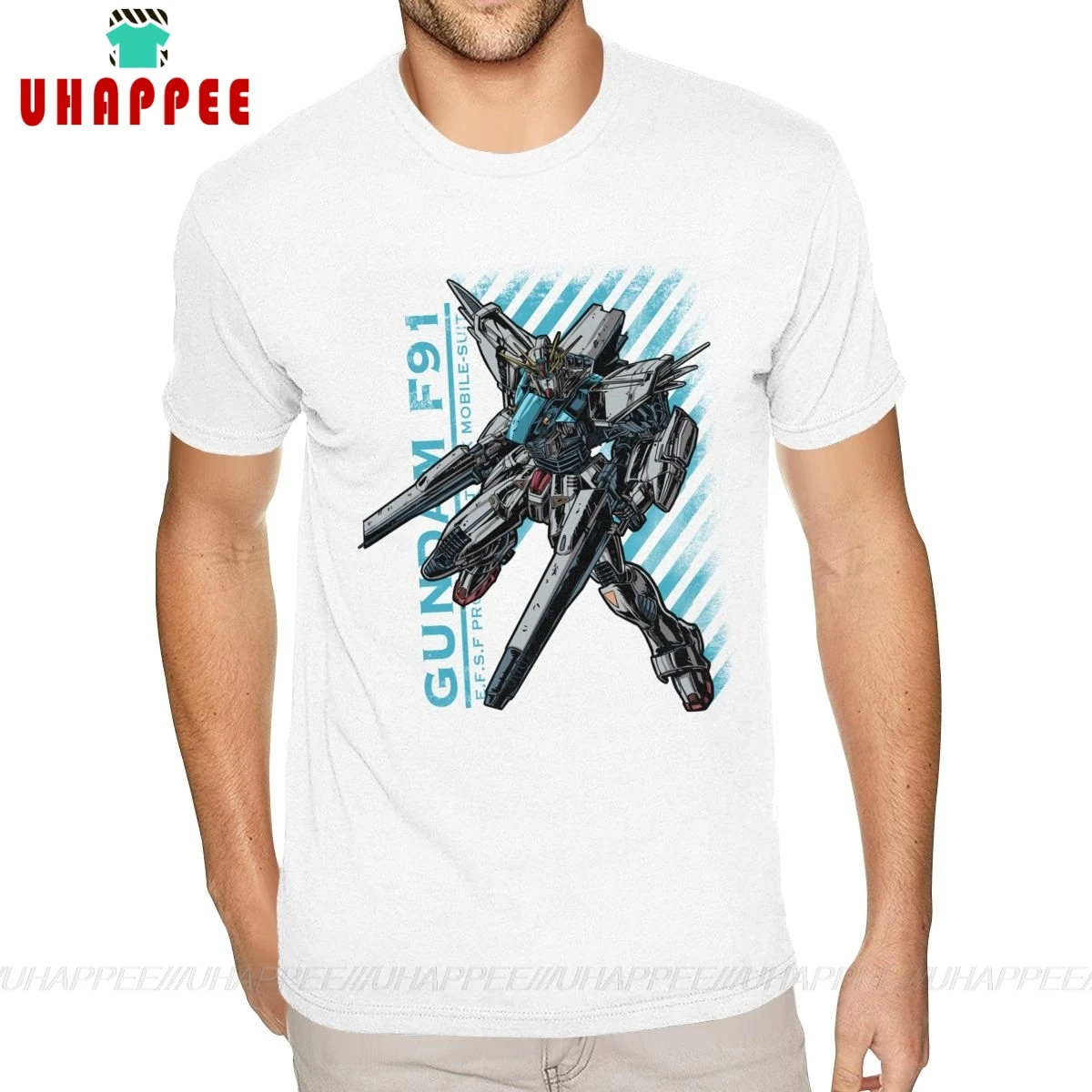 

Серая футболка Gundam F91, Мужская футболка с коротким рукавом и принтом на заказ, белая футболка из хлопка