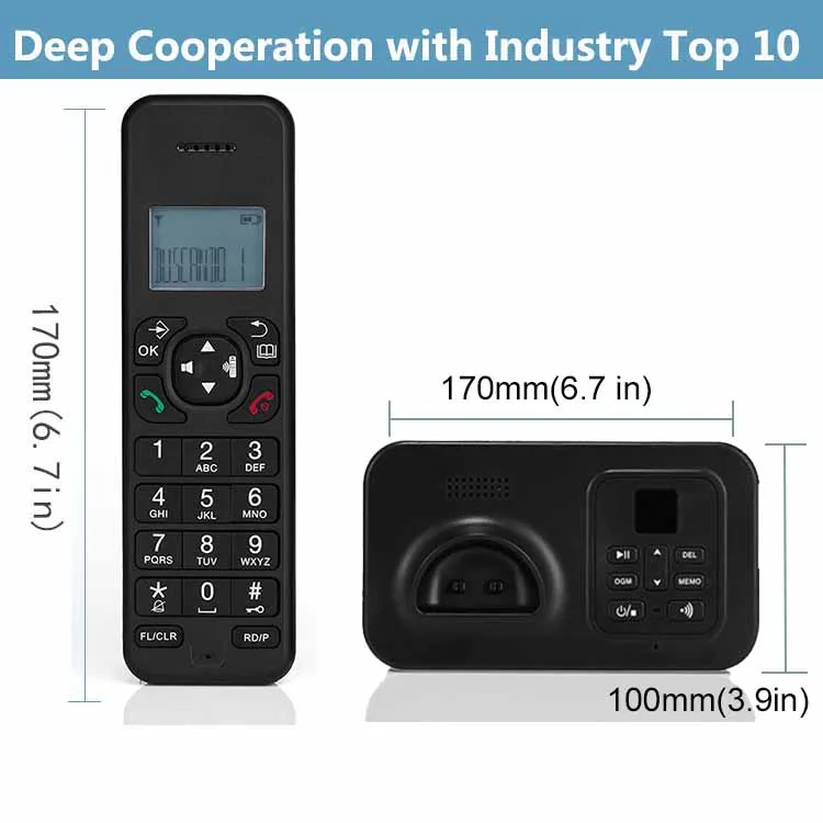 digital cordless phone with answer machine handfree voice mail backlit lcd wireless landline telephone for office home black free global shipping