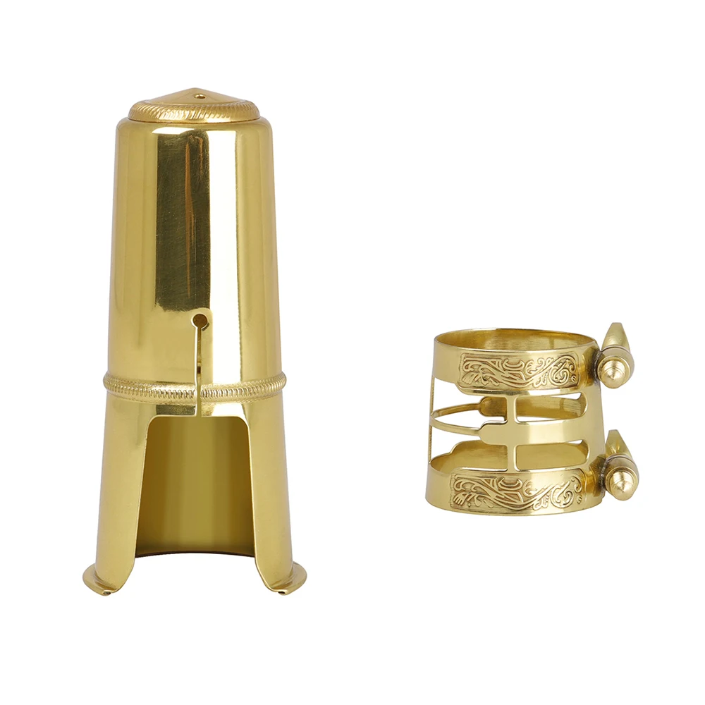 High Quality Saxophone Metal Mouthpiece Ligature Clip And Mouthpiece Cap Double Screws Adjust Golden Alto Tenor Sax Accessories