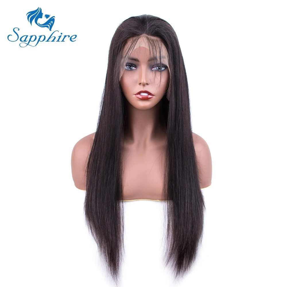 Sapphire Straight Peruvian Pre Plucked Full Lace Human Hair Wigs Glueless Full Lace Wigs Natural Full Lace Wig With Baby Hair
