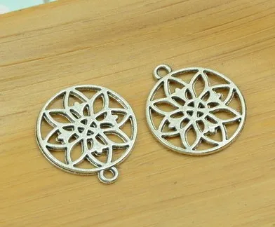 

Charm for making jewelry 10pcs 20x22mm antique silver color flower charms