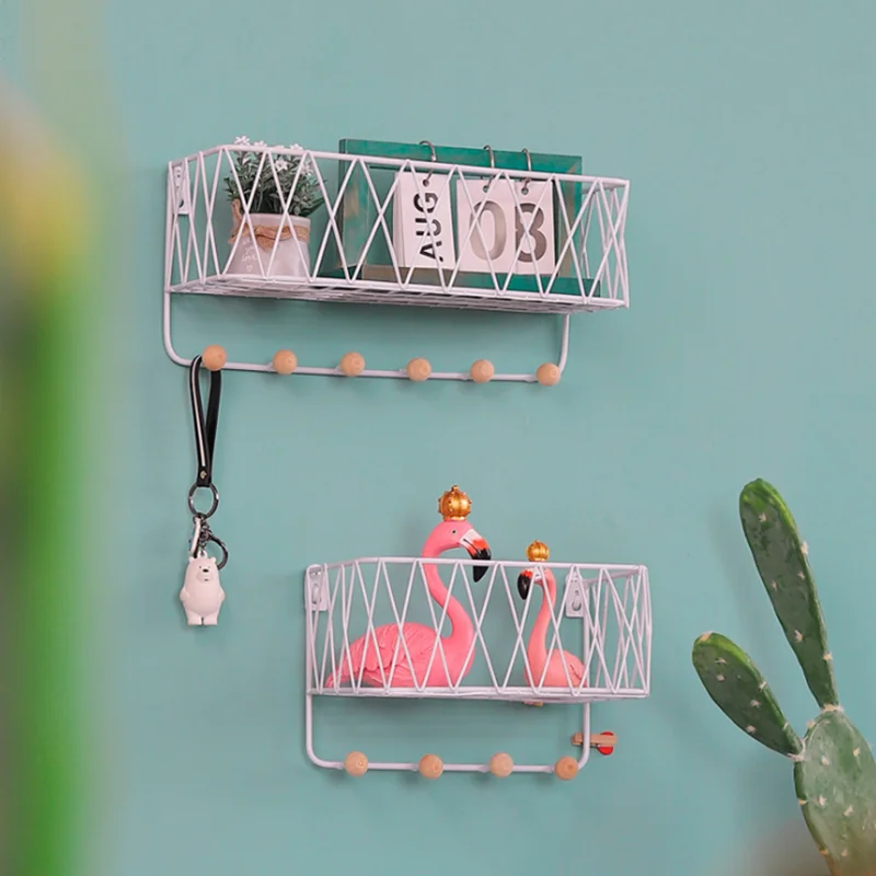 Nordic Simple Creative Iron Wall Holders Kitchen Shelf Home Decoration Racks Hanger Keys Hooks Storage Rack Frame Organizer | Дом и сад