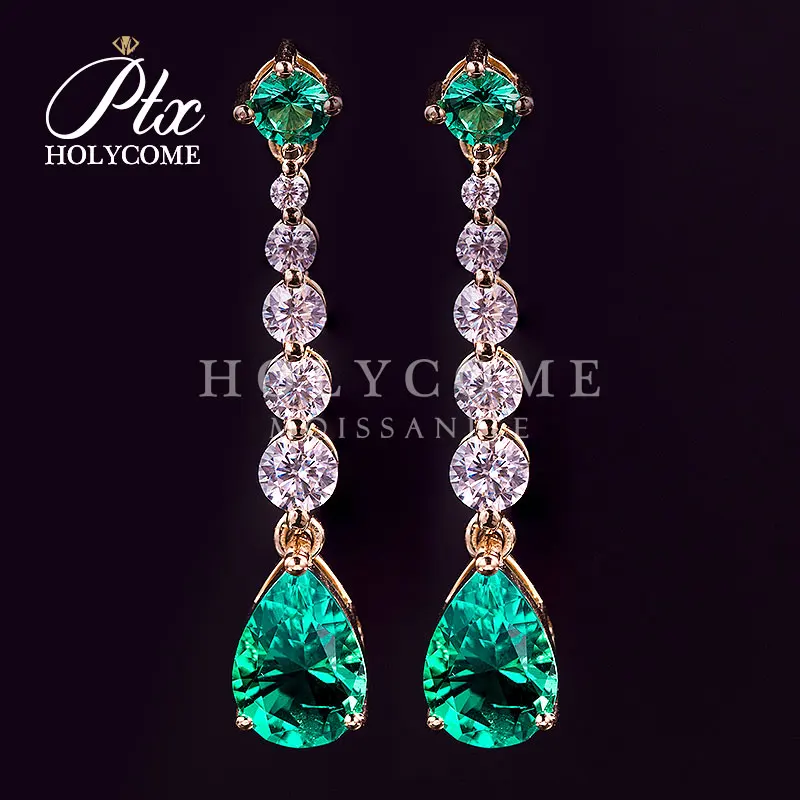 

18K Gold Earring VVS1 Lab Created Emerald Round Pear Cut Professional Jewelry Manufacturer Supply Global Moissanite Market
