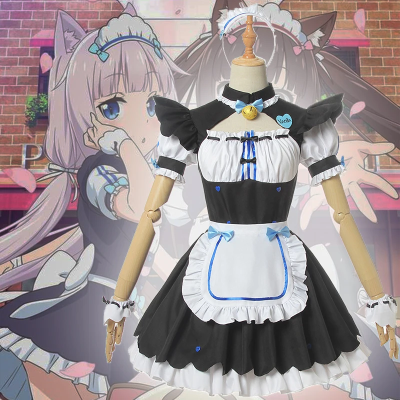 

Game NEKOPARA Cosplay Costumes vanilla Cosplay Costume maid outfit Clothes Suits Women Black Dresses apron dress Adult Comic