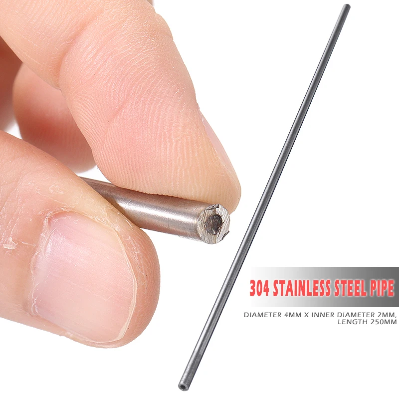 

1pc Silver Stainless Seamless Steel Capillary Round Tube High Strength Circuit Protection Tube 4mmx2mmx250mm