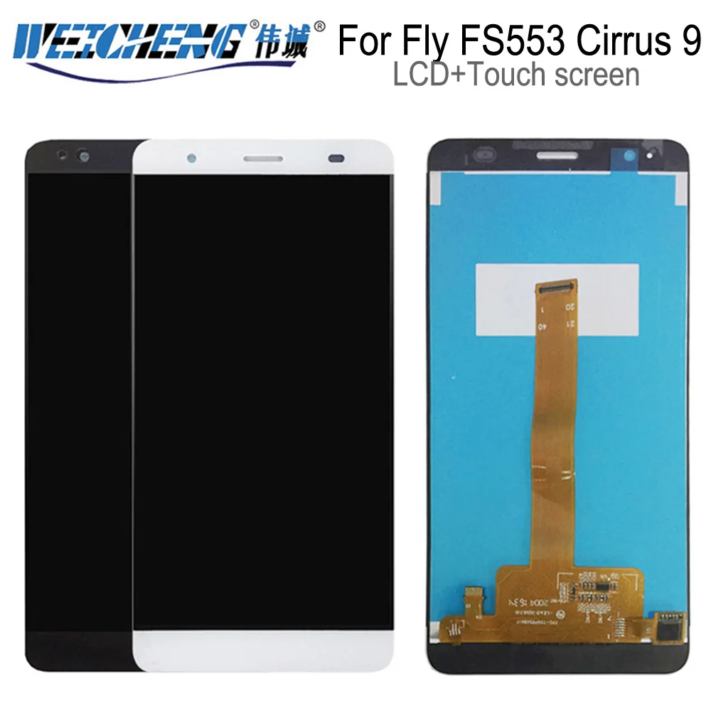 ЖК-дисплей WEICHENG для Fly FS553 Cirrus 9, сенсорный экран в сборе, Аксессуары для Fly FS553 ЖК-дисплей + Бесплатные инструменты + клей