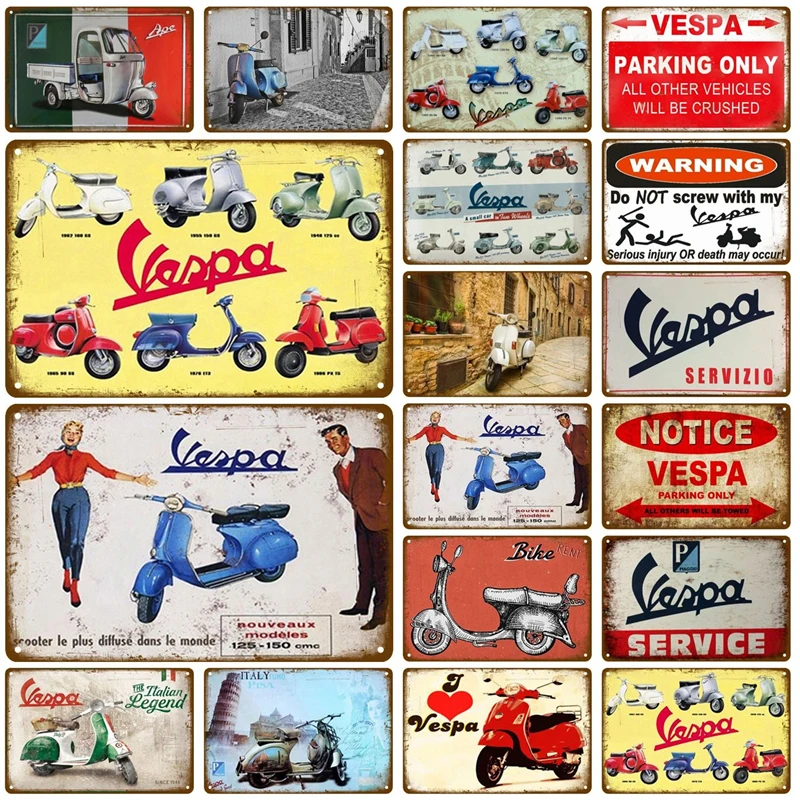 

Vespa GTS Motorcycle Pub Bar Decoration Tin Sign Shabby Chic Home Decor Plaque Metal Sign Wall Poster Vintage Decor Art Vintage