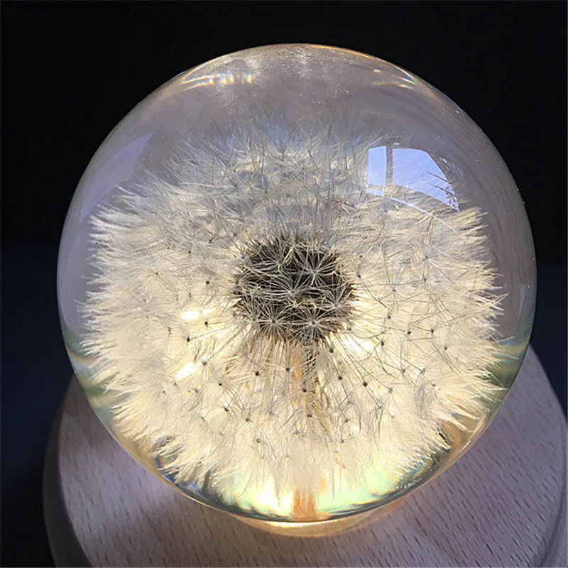 

Dandelion Flower Crystal Glass Resin lamp and base Ball Christmas Wedding Gifts for Guests Birthday