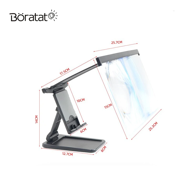 

12 Inch Mobile Phone Screen Amplifier Blu-Ray HD 3D Split Lazy Bracket Portable Magnifier Flat Glass Cover Amplifier
