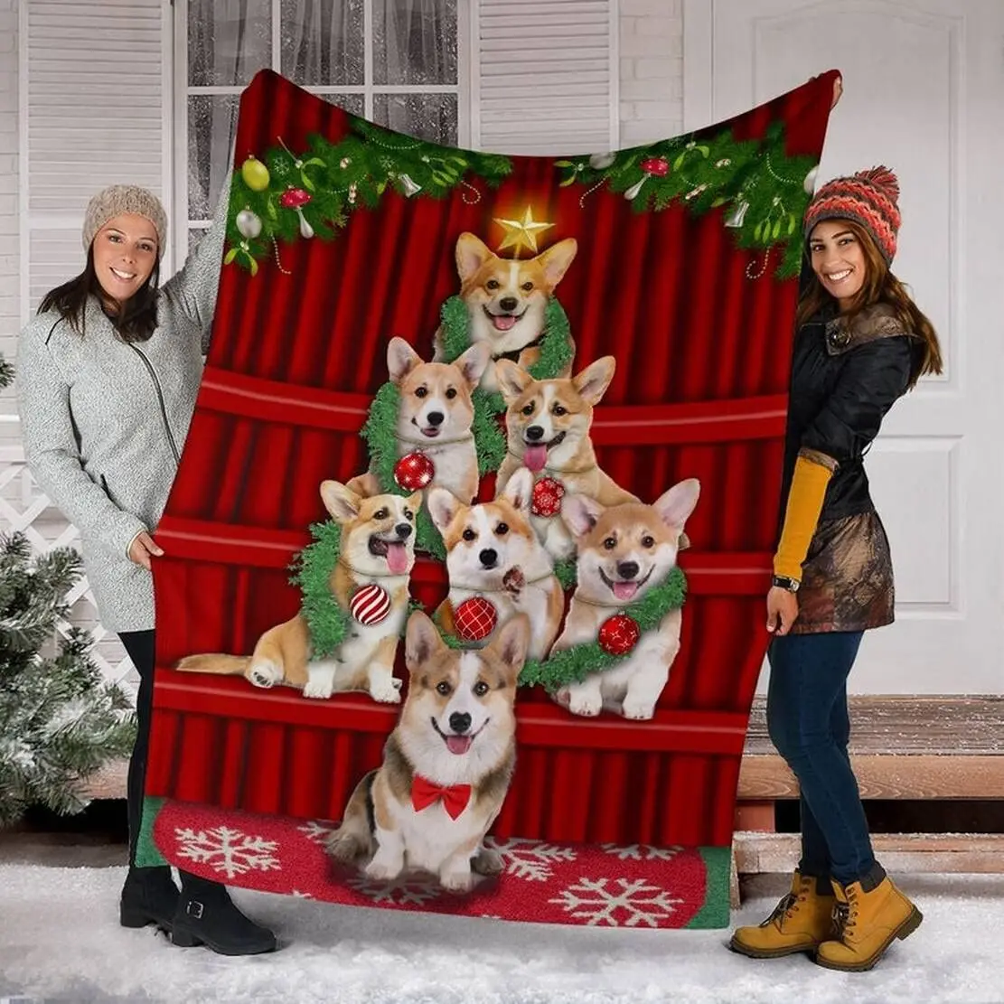 

Corgi Dog Blanket-Merry Xmas Halloween Throws Sherpa Blankets Quilt Gift Sherpa Blanket Throw