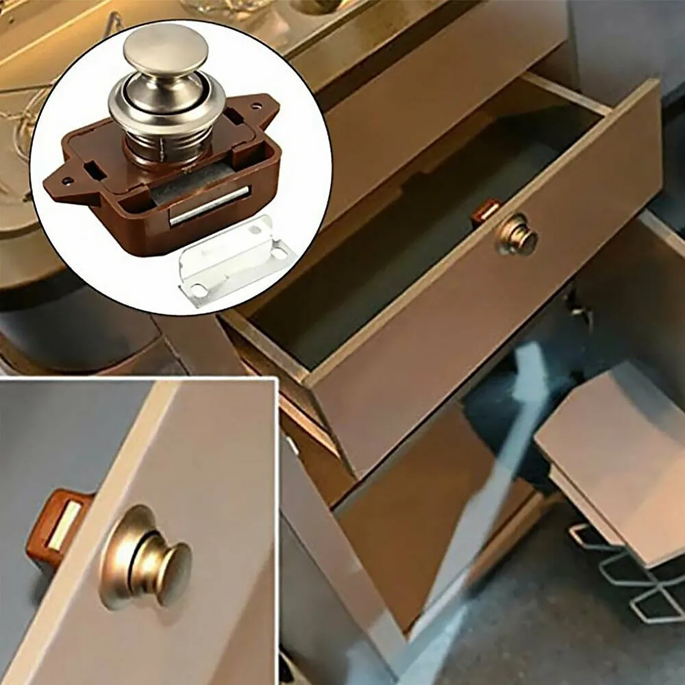 

5PCS Brown Button Catch Buckle Handle Drawer Cabinet Door For RV Cabinet Camper Van Boat Arc Plank Car Accessories