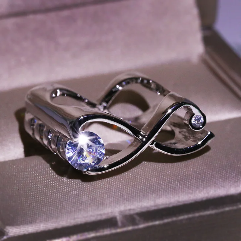 Роскошное Брендовое кольцо на палец розовое золото серебристый цвет открытое