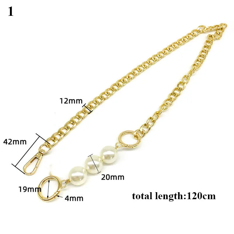 New Brand Pearl Strap For Bags Handbag Accessories Purse Belt Handles Cute Bead Chain Tote Women Parts Gold Clasp Beautiful