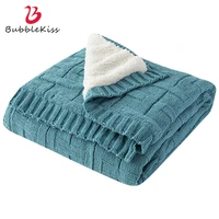 bubble kiss winter thicken blanket double sided plus plush throw blanket warm knitting blankets for beds home sofa nap blankets