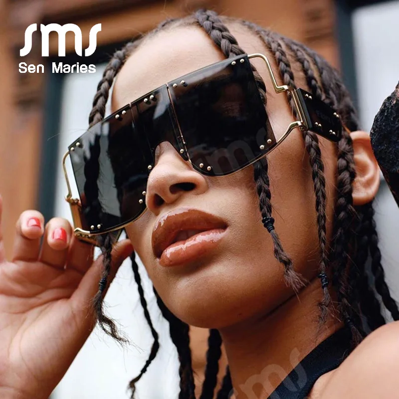 Модные квадратные солнцезащитные очки женские новые негабаритные зеркальные