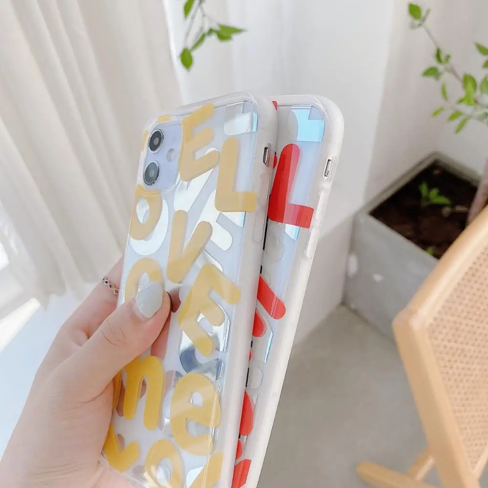 

Plating Silver LOVE Letters Luxury Clear Phone Case For iPhone 11 Pro Max 12Pro Mini XR X SE 2020 XS 7 8 Plus Soft Silicon Cover