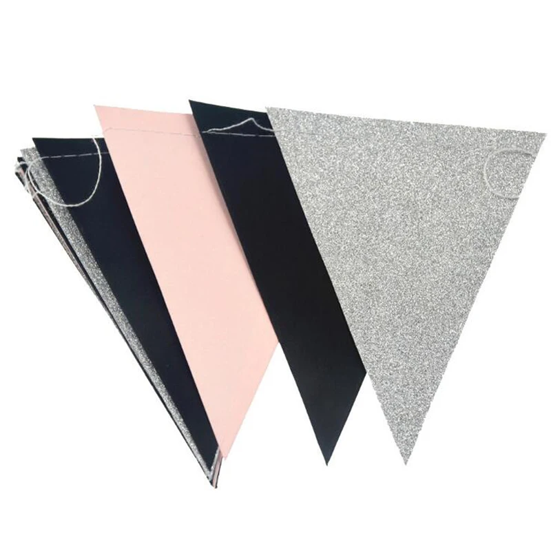 Стойкий Розовый Белый Золотой флаг сюрприз баннеры блестящий бумажный перьевой