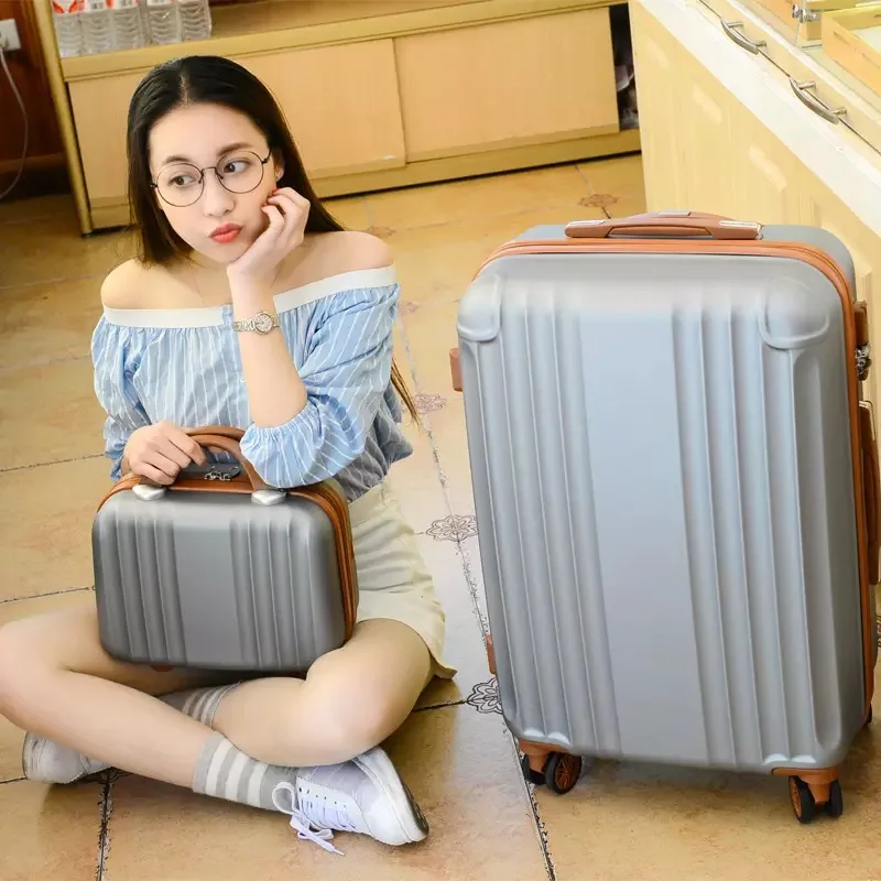 Silver set 2" 24 дюймов ABS+ комплект чехлов для ПК путешествия женщин чемодан на колесах путешествия носить на каюте прокатки багажа Женская Тележка багажа детей - Цвет: Silver set