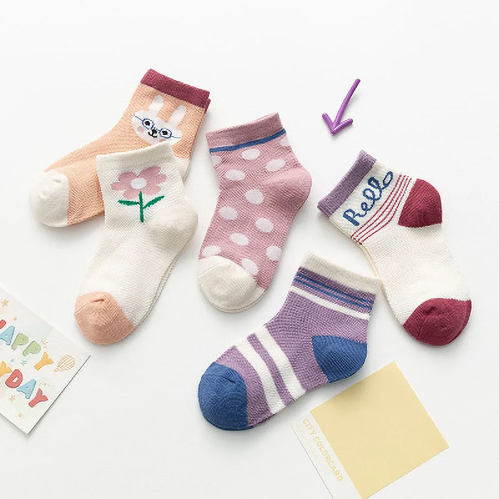 5 пар/лот От 1 до 8 лет короткие носки для маленьких девочек хлопковые сетчатые