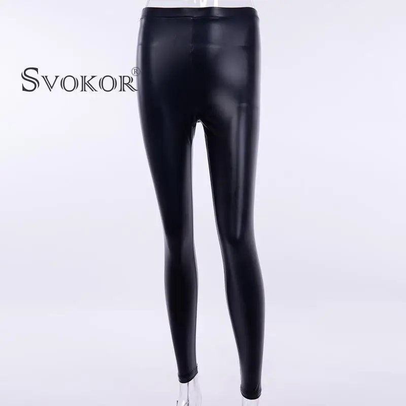 

SVOKOR Sexy Leather Leggings Women PU Plus Size High Leggings Waist Leather Leggings Slim-Fit Skinny Stretch Winter Leggins