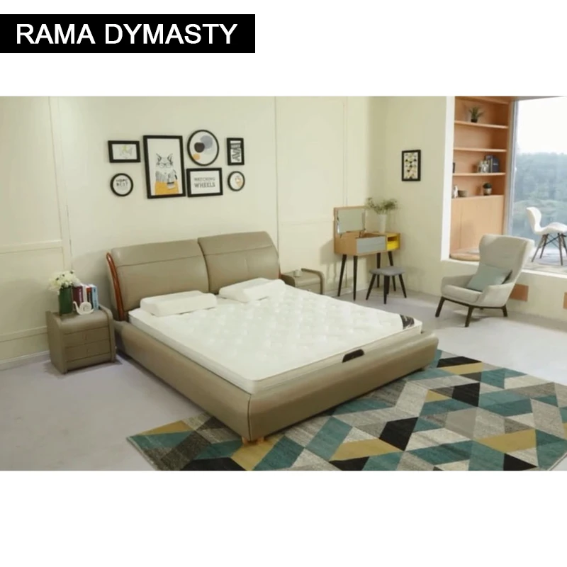 Мягкая кровать RAMA DYMASTY из натуральной кожи современный дизайн кровать/Модная