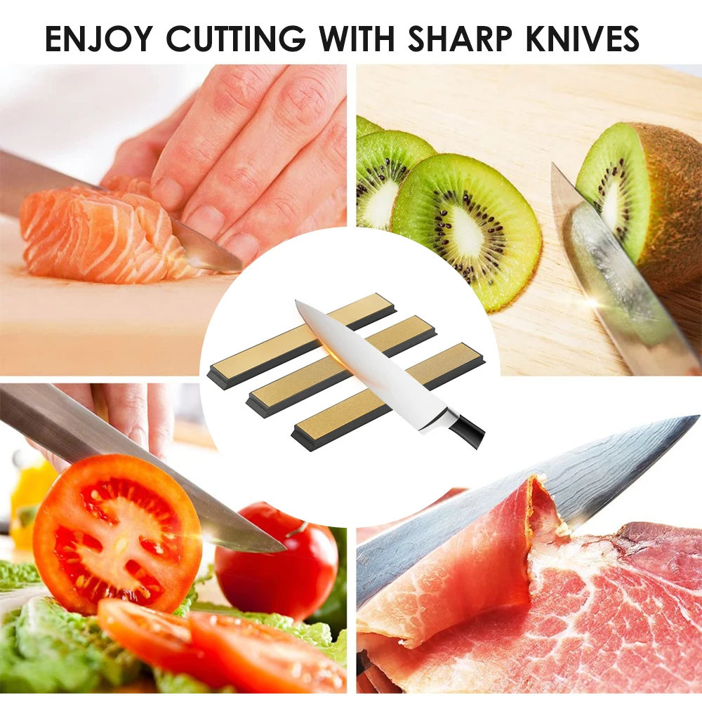 

KKmoon 3pcs Sharpening Stones 240# 600# 1000# Whetstone Honing Stone for Kitchen Knife Scissors Professional Knife Sharpener