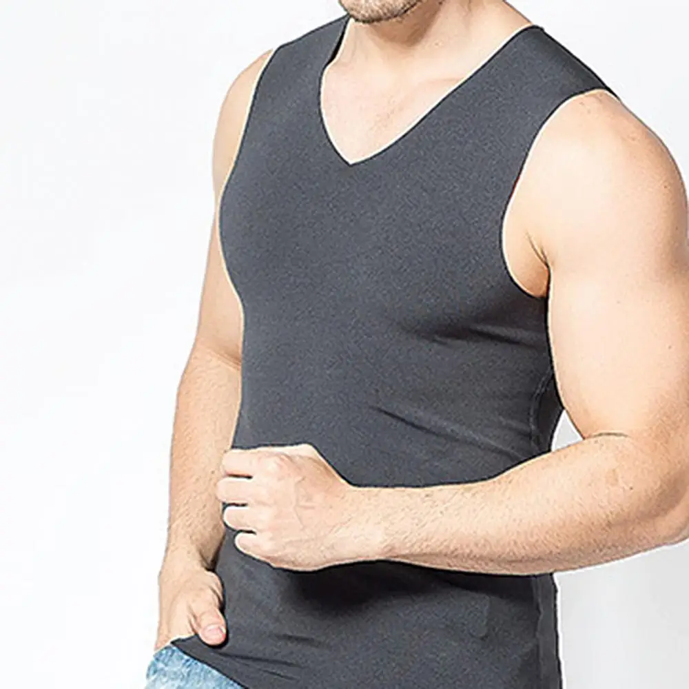 

Unisex Autumn Winter Seamless Thermal Underwear Tops Body V-neck Sleeveless Solid Color Vest Invisible Thermo Warmer Plus Size