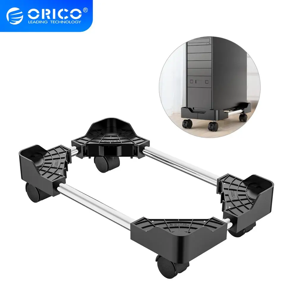 Torres de Computador Titular com Bloqueio Rodas para Cases Orico Carrinho Móvel Ajustável Computador Cpu Rodízio pc Preto