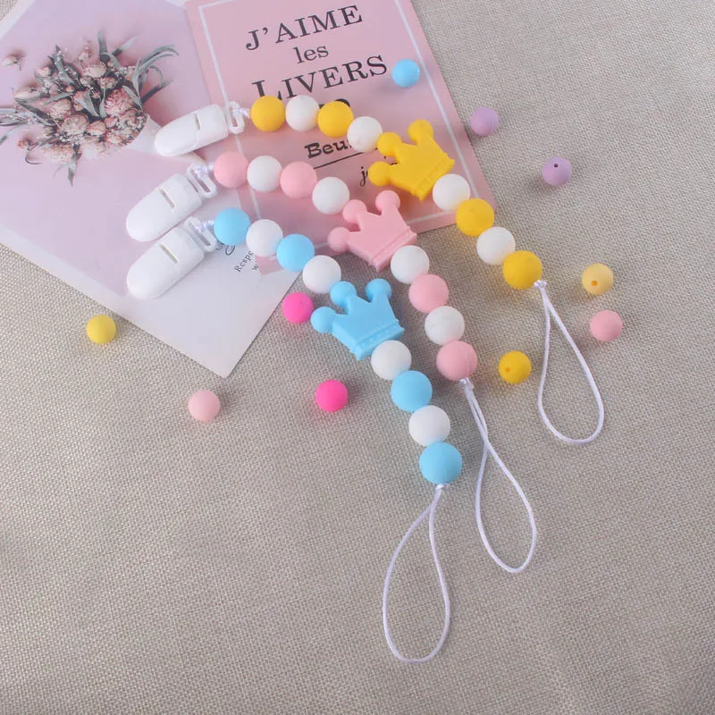 

NewBaby Silicone Teether Teething Toy Baby Newborn Gift Soothing Silicone Nipple Clip Silicone Bead Nipple Chain