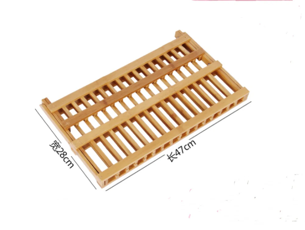 

Folding Bamboo Dish Rack Drying Rack Holder Utensil Drainer (Wood Color)