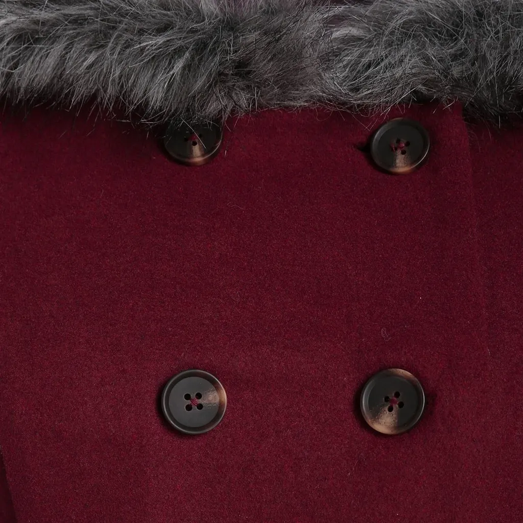 SAGACE Women Fashion Plus Size Double Breasted Fur Hooded Long Coat Full Cotton Pencil keep warm Korean Jacket Casual CoatOct 15