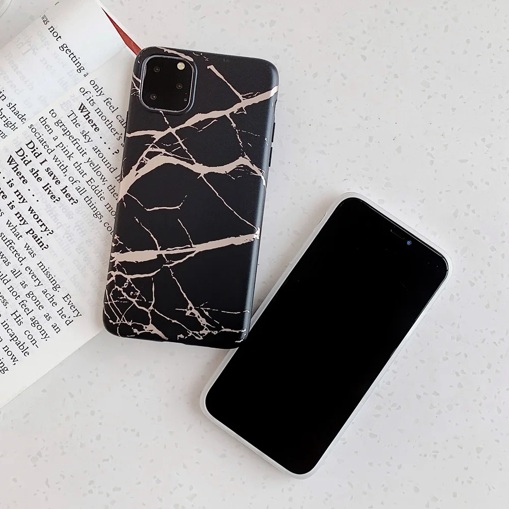 Роскошный чехол из розового золота и фольги для iPhone 8 7 6 6S Plus мраморный XS Max X XR