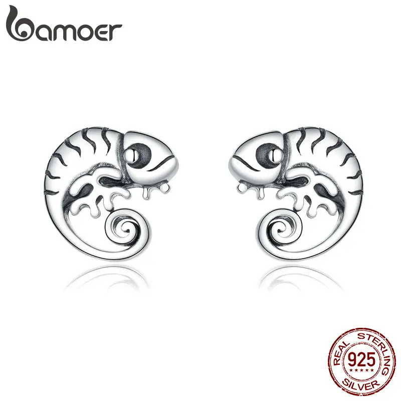 Bamoer-pendientes de plata de ley 925 con forma de oso para mujer, aretes pequeños, diseño Simple, SCE949, 2020