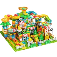 large marble run house building blocks set compatible blocks parts for kids blocks slide maze game