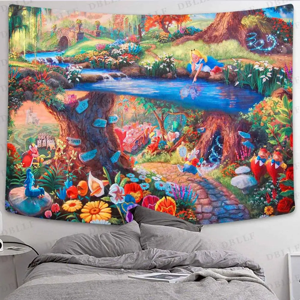 Simsan Fantasy Forest гобелен с изображением деревьев Fairyland Alice Castle Wall висящие Декорации