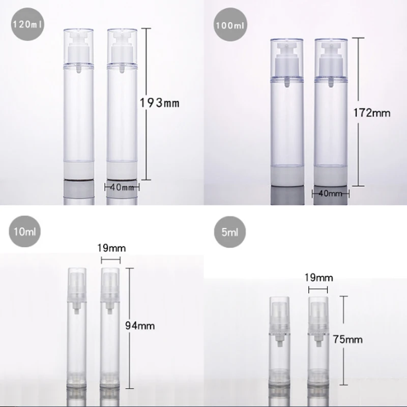 

1pcs 15ml/30ml/50ml/80ml/100ml Plastic Travel Bottle Refillable Bottle Transparent Airless Pump Perfume Vacuum Spray Bottle New