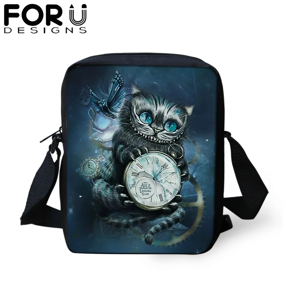 FORUDESIGNS/сумка-мессенджер с мультяшным готическим котом для девочки-подростка, новинка, сумка на плечо для женщин и детей, мини-сумка через плечо, кошелек