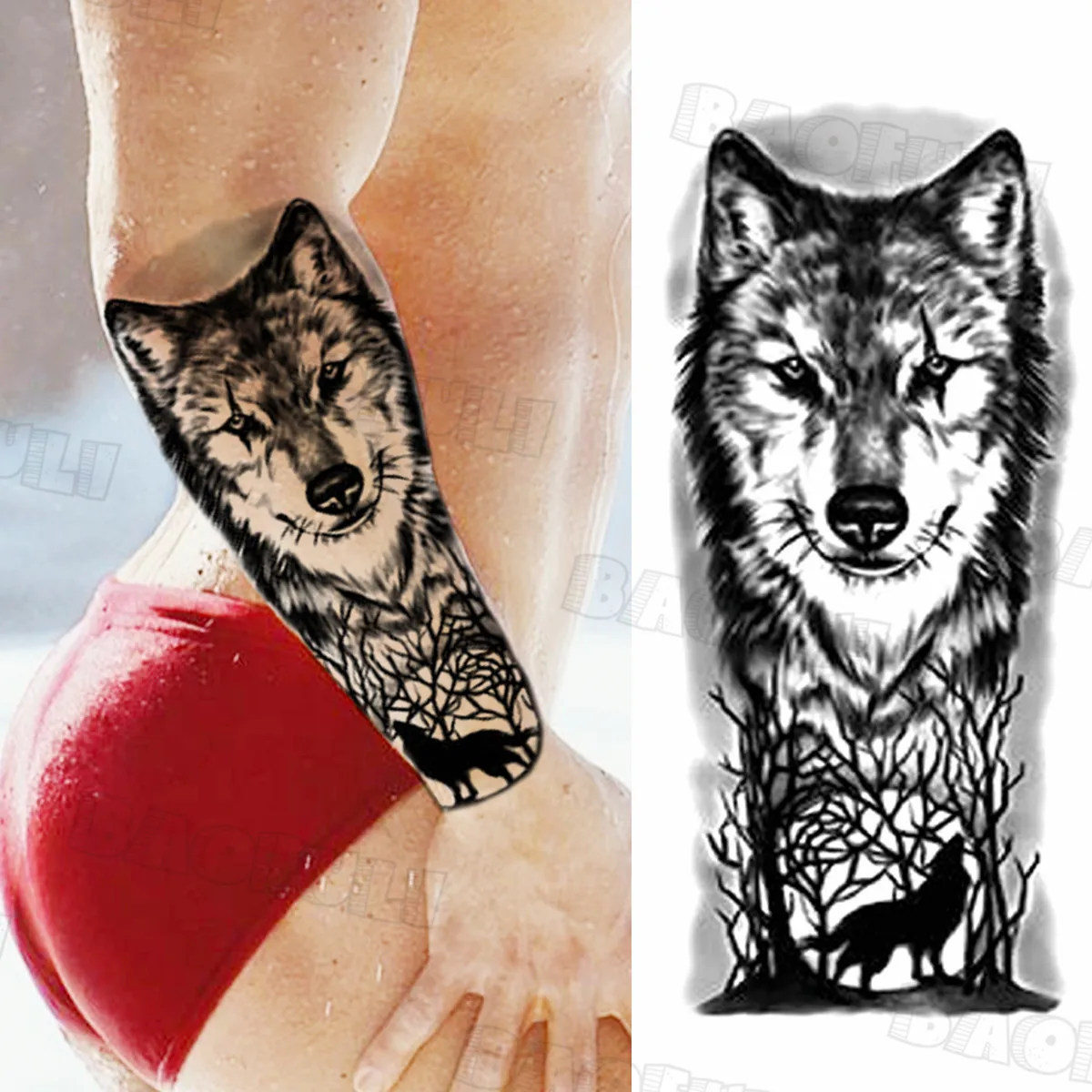 Временные татуировки в стиле Лев племен крест для мужчин взрослых волк череп