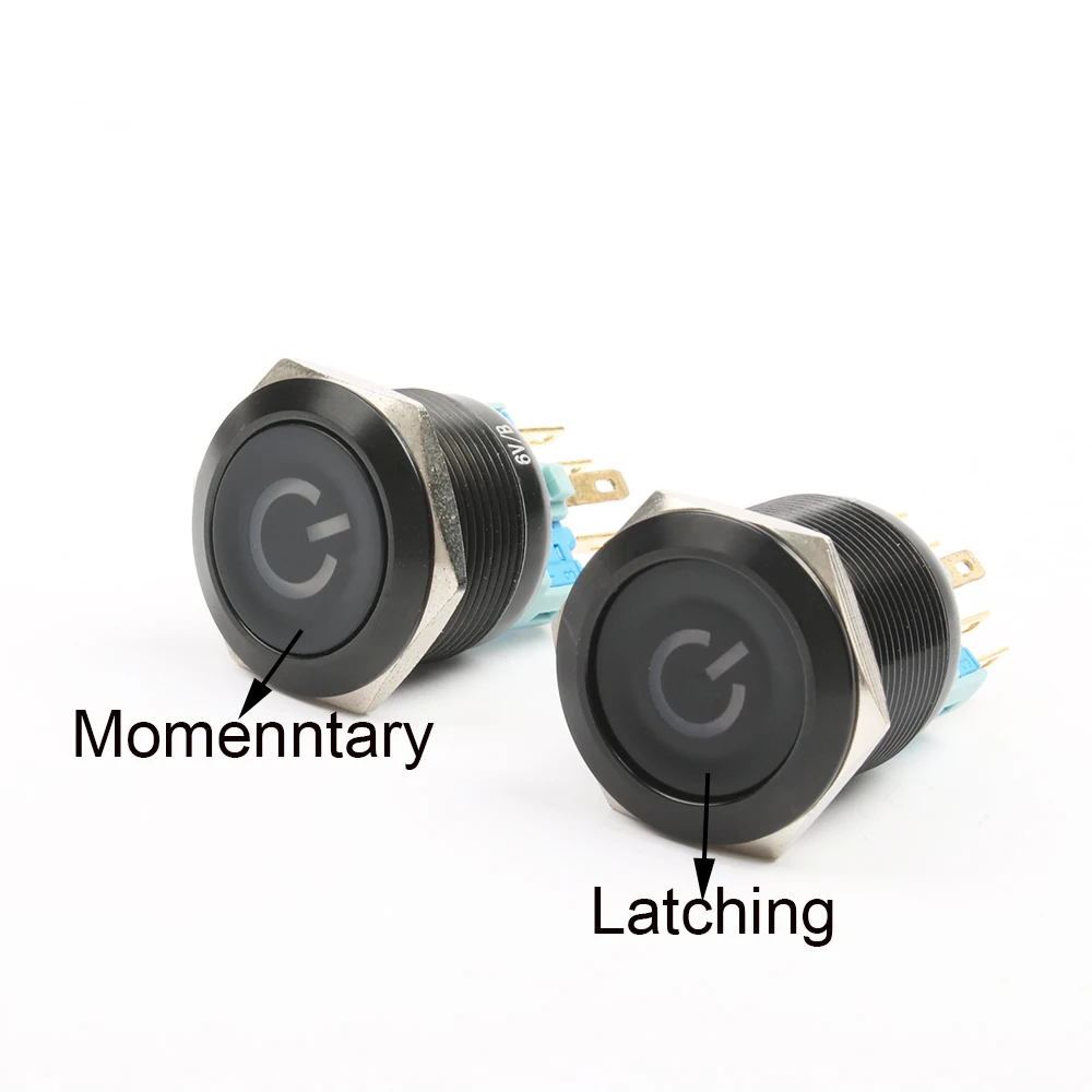 22 мм алюминиевый черный металлический кнопочный переключатель led power mark ring