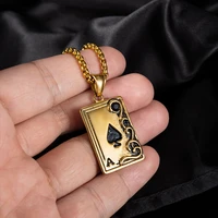 classic punk lucky ace of spades necklace men and women fashion rock stainless steel poker pendant biker amulet jewelry gift