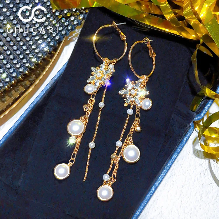 Длинные висячие серьги кисточки CHUCARI 2019 подвески неправильной формы с жемчугом