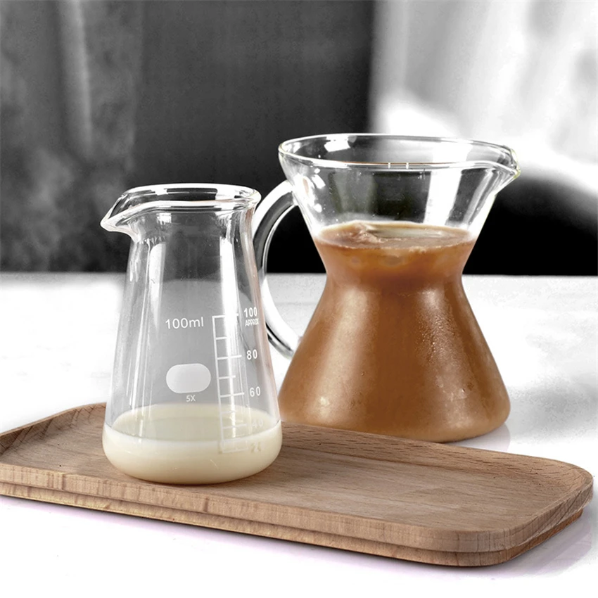

100ml Silicone Case Glass Frothing Jug Espresso Heat-resisting Whit Scale Metering kettle Coffee Latte Milk Frothing Pitcher